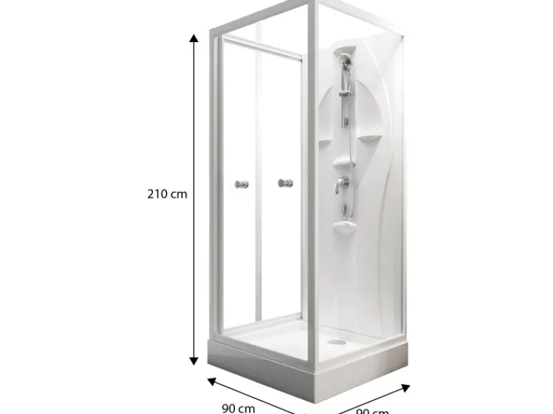 Best Schulte Komplettduschkabine Juist mit Schiebetür Weiß 210x90x90 cm