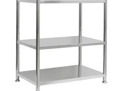 shelfr Edelstahl Schwerlastregal bis 120 kg auf 3 Ebenen 74 x 41 x 77 cm< Küchenregale