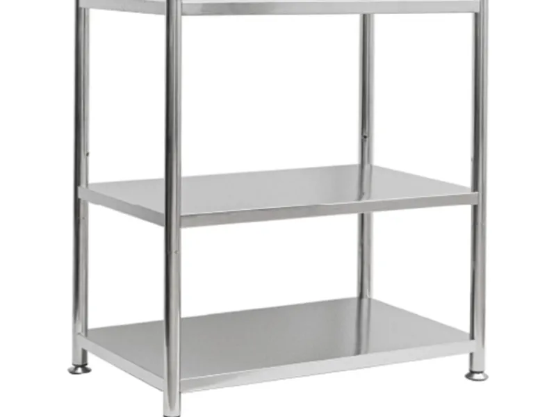 shelfr Edelstahl Schwerlastregal bis 120 kg auf 3 Ebenen 74 x 41 x 77 cm< Küchenregale