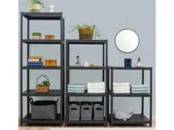 shelfr Küchenregale<Industrial Design Metallregal auf 3 Ebenen 61 x 41 x 90 cm Schwarz