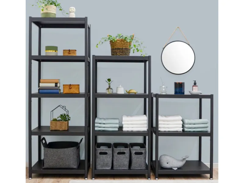 shelfr Küchenregale<Industrial Design Metallregal auf 3 Ebenen 61 x 41 x 90 cm Schwarz