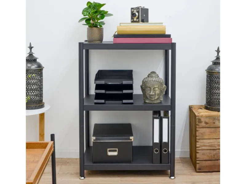 shelfr Küchenregale<Industrial Design Metallregal auf 3 Ebenen 61 x 41 x 90 cm Schwarz