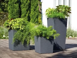 Best Siena Garden Pflanzgefäß Modern Nizza Graphit 25x25x46,5 cm