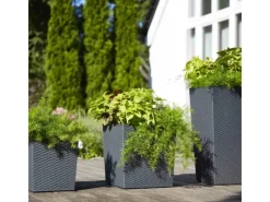 Best Siena Garden Pflanzgefäß Modern Nizza Graphit 25x25x46,5 cm