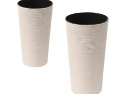 Siena Garden Pflanzgefäß Set 2 tlg. Eco Locon Weiß Ø 25 x 46,5 cm,  Ø 30 x 57 cm
