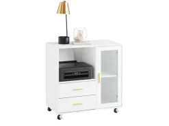 SoBuy Küchenschränke<Aktenschrank mit 2 Schubladen Druckertisch Sideboard Küchenschrank Weiß ASK09-W