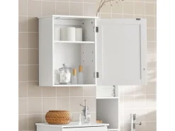 SoBuy Badezimmerschrank Hängeschrank Wandschrank Weiß BZR19-W< Küchenschränke