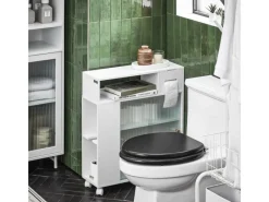 SoBuy Küchenregale<Badezimmerschrank Nischenregal mit Rollen Küchenregal Weiß BZR117-W