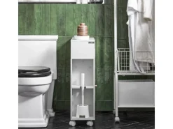 SoBuy Küchenregale<Badezimmerschrank Nischenregal mit Rollen Küchenregal Weiß BZR117-W
