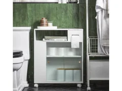 SoBuy Küchenregale<Badezimmerschrank Nischenregal mit Rollen Küchenregal Weiß BZR117-W