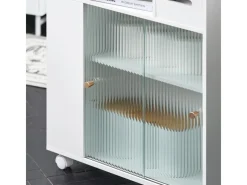 SoBuy Küchenregale<Badezimmerschrank Nischenregal mit Rollen Küchenregal Weiß BZR117-W