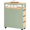 Outlet SoBuy Badezimmerschrank Rollwagen mit 3 Schubladen Nischenschrank 24x82x65cm Grün BZR54-GR