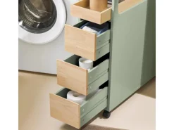 Outlet SoBuy Badezimmerschrank Rollwagen mit 3 Schubladen Nischenschrank 24x82x65cm Grün BZR54-GR