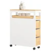 SoBuy Küchenregale|Küchenschränke<Badezimmerschrank Rollwagen mit 3 Schubladen Nischenschrank 24x82x65cm Weiß-Natur BZR54-WN