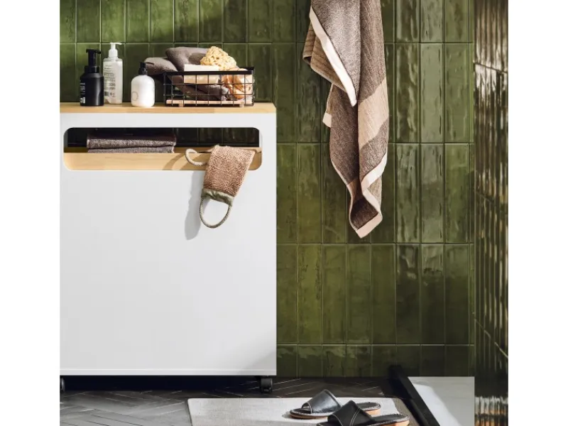 SoBuy Küchenregale|Küchenschränke<Badezimmerschrank Rollwagen mit 3 Schubladen Nischenschrank 24x82x65cm Weiß-Natur BZR54-WN