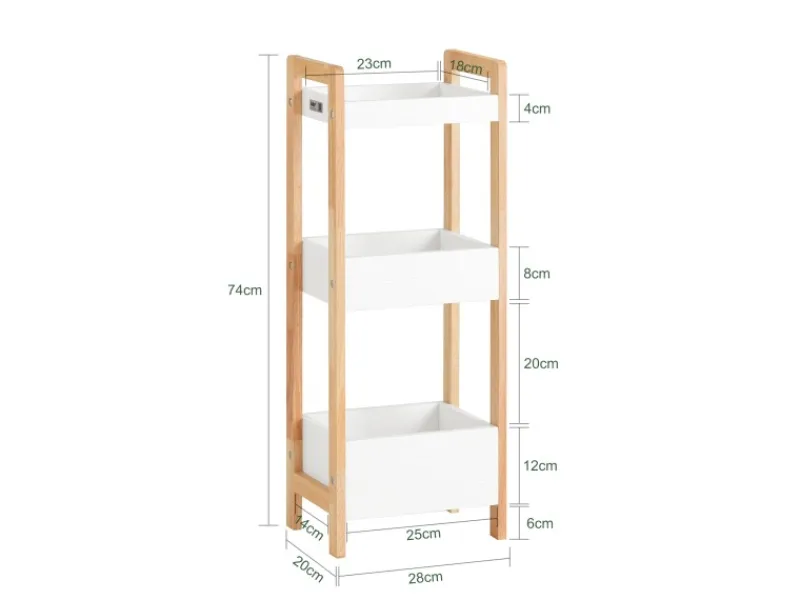 Discount SoBuy Badregal in weiß/KautschukholzStandregalKüchenregalFRG226-WN