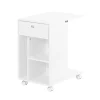SoBuy Servierwagen<Couchtisch mit Tablet Schiene Beistelltisch mit Rollen Weiß FBT148-W