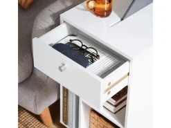 SoBuy Servierwagen<Couchtisch mit Tablet Schiene Beistelltisch mit Rollen Weiß FBT148-W