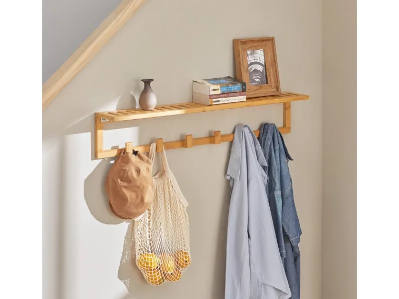 Outlet SoBuy Flurgarderobe Wandgarderobe Handtuchhalter aus Bambus FHK06-N