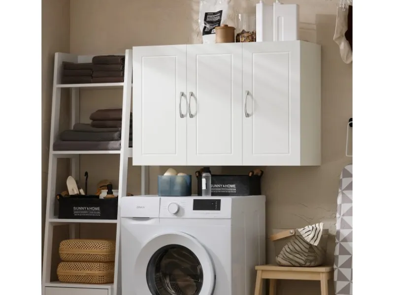 Best SoBuy Hängeschrank Badezimmerschrank mit Verstellbarem Regal 90x60x30cm FRG231-L-W Weiß