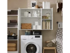 Best SoBuy Hängeschrank Badezimmerschrank mit Verstellbarem Regal 90x60x30cm FRG231-L-W Weiß