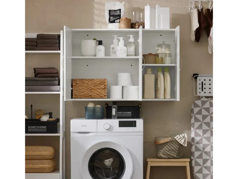 Best SoBuy Hängeschrank Badezimmerschrank mit Verstellbarem Regal 90x60x30cm FRG231-L-W Weiß