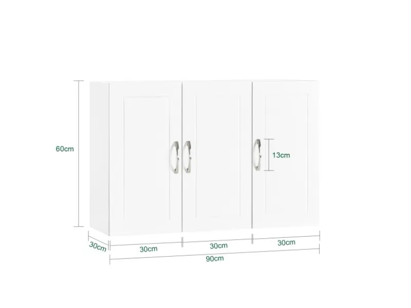 Best SoBuy Hängeschrank Badezimmerschrank mit Verstellbarem Regal 90x60x30cm FRG231-L-W Weiß