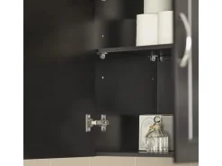 SoBuy Küchenschränke<Hängeschrank Badezimmerschrank mit Verstellbarem Regal 60x60x30cm Schwarz FRG231-SCH