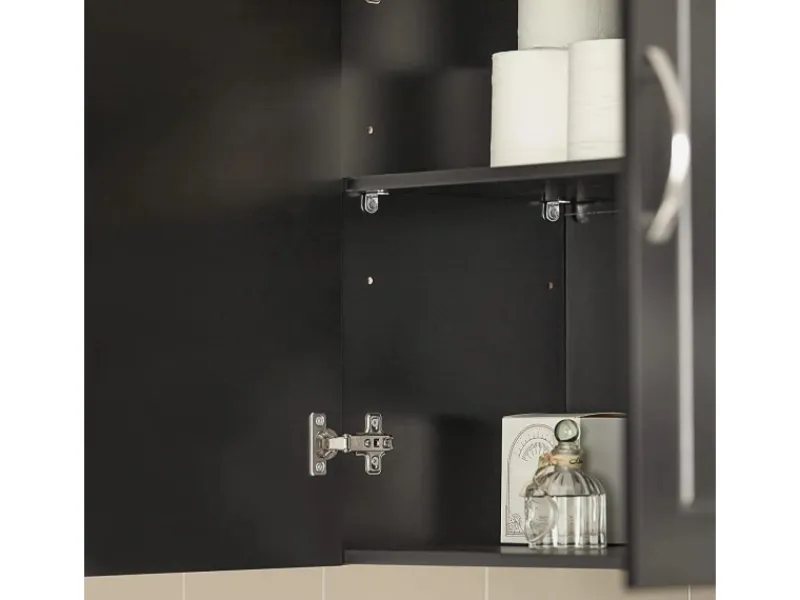 SoBuy Küchenschränke<Hängeschrank Badezimmerschrank mit Verstellbarem Regal 60x60x30cm Schwarz FRG231-SCH
