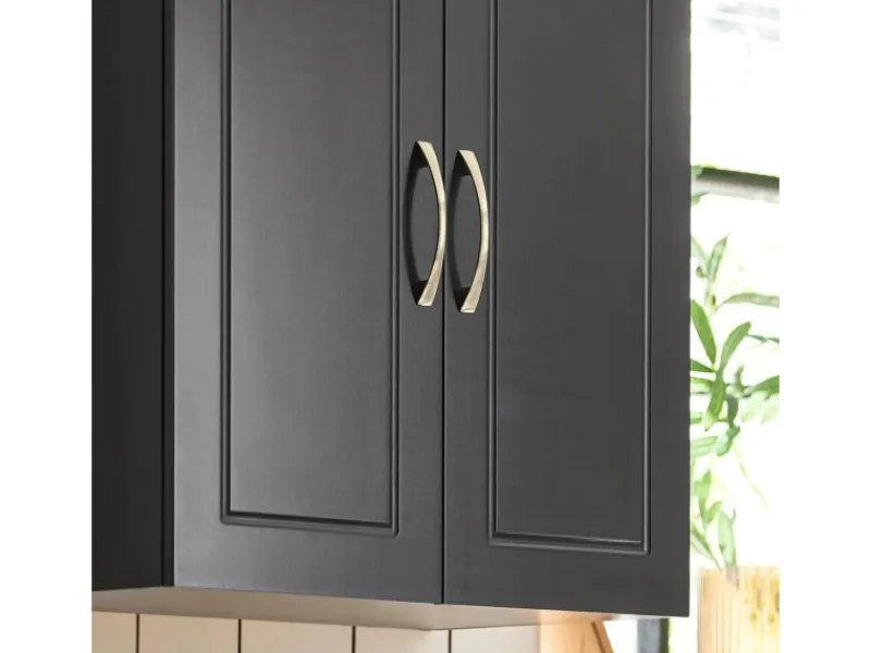 SoBuy Küchenschränke<Hängeschrank Badezimmerschrank mit Verstellbarem Regal 60x60x30cm Schwarz FRG231-SCH