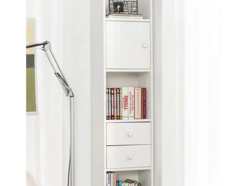 SoBuy Küchenschränke<Hochschrank mit Schubladen und Türen Holz Weiß STR10-W