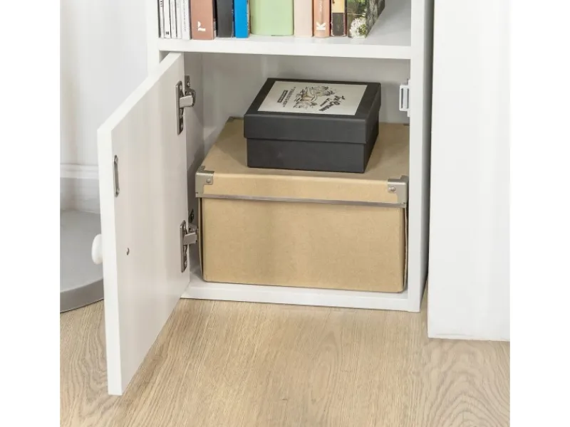 SoBuy Küchenschränke<Hochschrank mit Schubladen und Türen Holz Weiß STR10-W