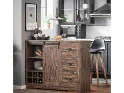 Discount SoBuy Kücheninsel Freistehend Küchenschrank Sideboard Vintagebraun KNL08-N
