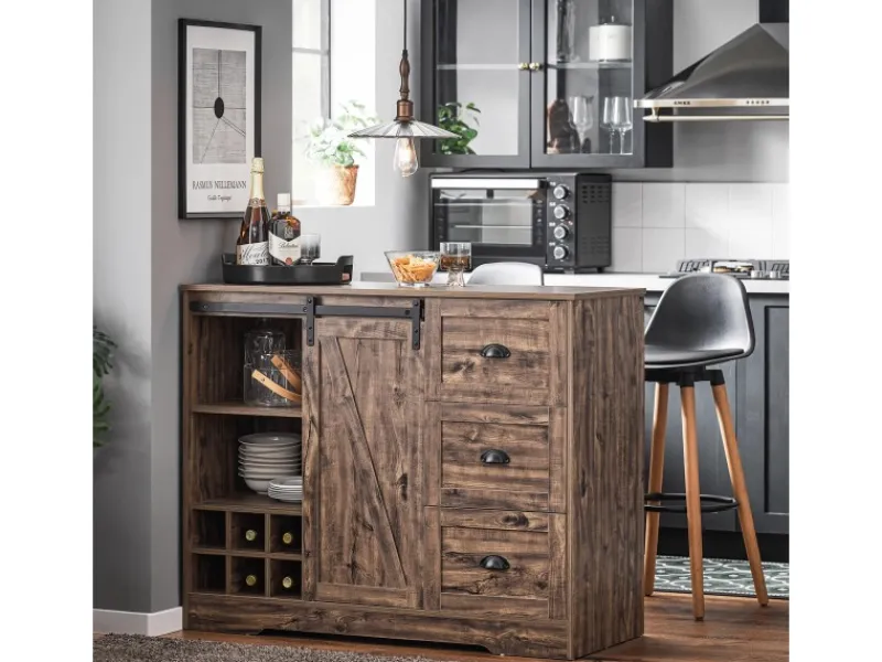Discount SoBuy Kücheninsel Freistehend Küchenschrank Sideboard Vintagebraun KNL08-N
