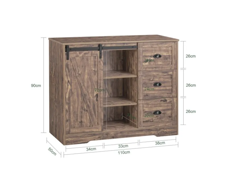 Discount SoBuy Kücheninsel Freistehend Küchenschrank Sideboard Vintagebraun KNL08-N