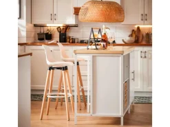 SoBuy Kücheninsel Freistehend Küchenschrank Sideboard Weiß-Natur KNL09-WN< Kücheninseln|Küchenschränke