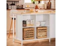 SoBuy Kücheninsel Freistehend Küchenschrank Sideboard Weiß-Natur KNL09-WN< Kücheninseln|Küchenschränke
