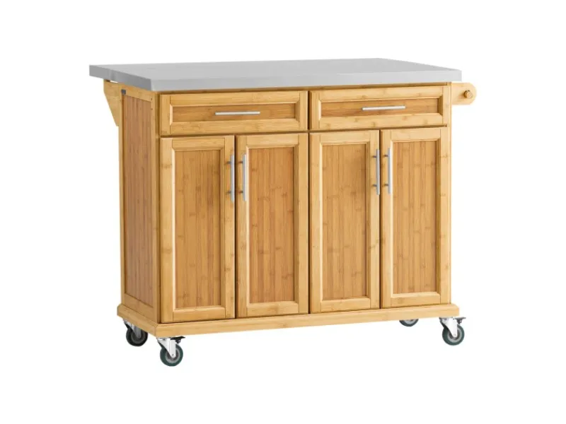 SoBuy Kücheninseln|Servierwagen<Kücheninsel Küchenwagen Küchenschrank Servierwagen Bambus 115cm FKW69-N