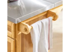 SoBuy Kücheninseln|Servierwagen<Kücheninsel Küchenwagen Küchenschrank Servierwagen Bambus 115cm FKW69-N