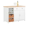 SoBuy Kücheninsel mit 2 Rattankörben Küchenschrank Sideboard Buffet KNL05-W< Kücheninseln|Küchenschränke