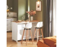 SoBuy Kücheninsel mit 2 Rattankörben Küchenschrank Sideboard Buffet KNL05-W< Kücheninseln|Küchenschränke