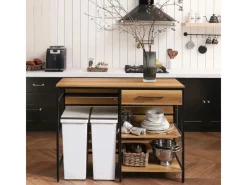 SoBuy Kücheninsel Sideboard Kommode Küchenschrank Flurschrank Vintage FSB71-PF< Kücheninseln