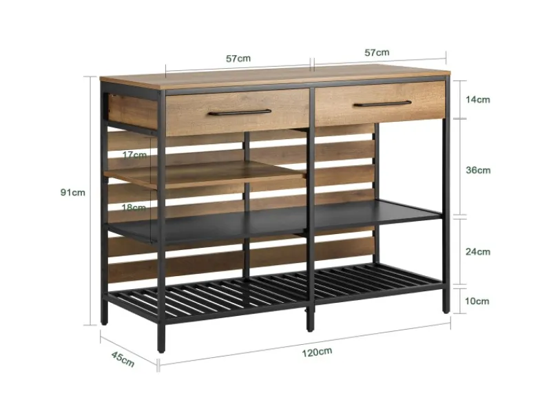 Discount SoBuy Kücheninsel Sideboard mit Schublade Kommode Küchenschrank Vintage FSB85-PF
