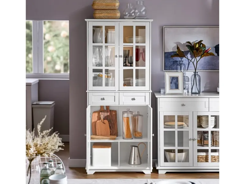 SoBuy Küchenschränke<Küchenschrank Hochschrank Badezimmerschrank Buffet Kommode FSB76-W