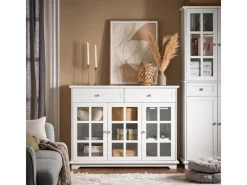 SoBuy Küchenschrank Kücheninsel Kommode Sideboard Buffet Weiß FSB77-W< Kücheninseln|Küchenschränke