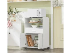 SoBuy Küchenschrank Küchenwagen Mikrowellenschrank Servierwagen FSB09-W< Servierwagen|Küchenschränke