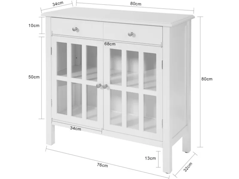 SoBuy Küchenschrank Kommode Sideboard Flurschrank Wohnzimmerschrank FSB23-W< Küchenschränke