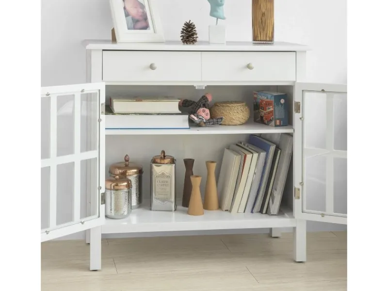 SoBuy Küchenschrank Kommode Sideboard Flurschrank Wohnzimmerschrank FSB23-W< Küchenschränke