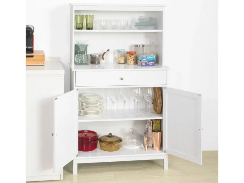 SoBuy Küchenschränke<Küchenschrank mit 2 Türen Sideboard Buffetschrank Kommode Weiß FSB26-W