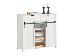 Online SoBuy Küchenschrank Sideboard mit Schiebetür Buffet Kommode Weiß FSB74-W